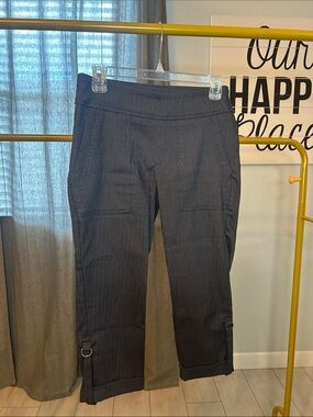 Women's Black Capri Pants with Cuff Detail